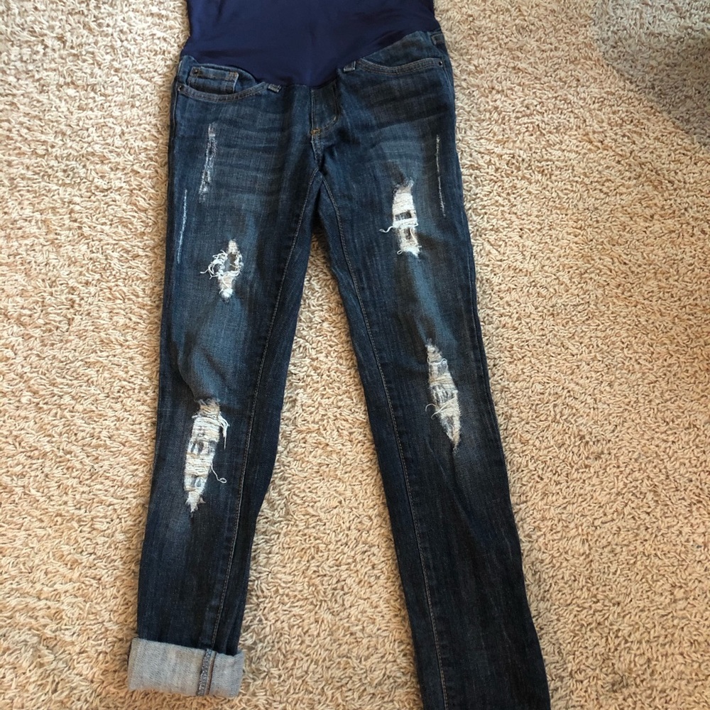 Pink blush maternity denim.